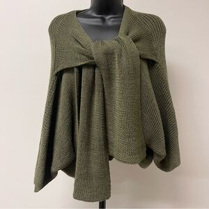 Lucie Bournival Sweater Cardigan Wrap in Olive Green - O/S